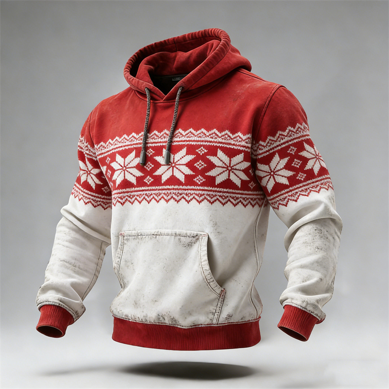 Greenland Flag Inspired Snowflake Sweater Print Hoodie artswardrobe