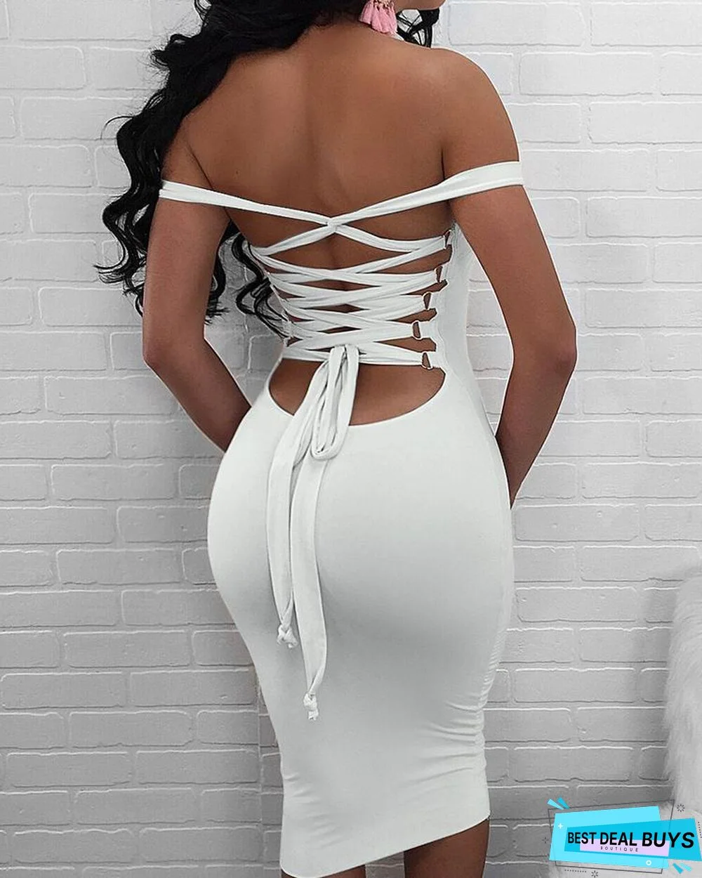 Dress Sexy Bandage Strappy Back Bodycon White Dresses