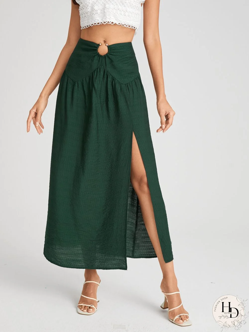 Solid Color Slit Hem Maxi Skirt