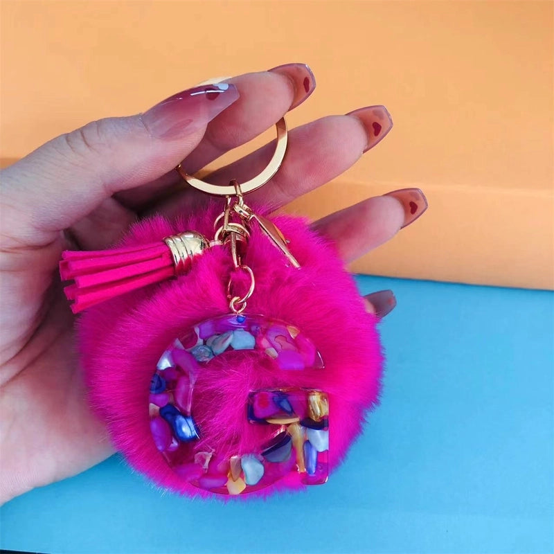 Minimalist Commute Letter Hairball Resin Unisex Bag Pendant Keychain