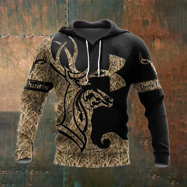Men's All Over Deer Hunting Printed Hoodie