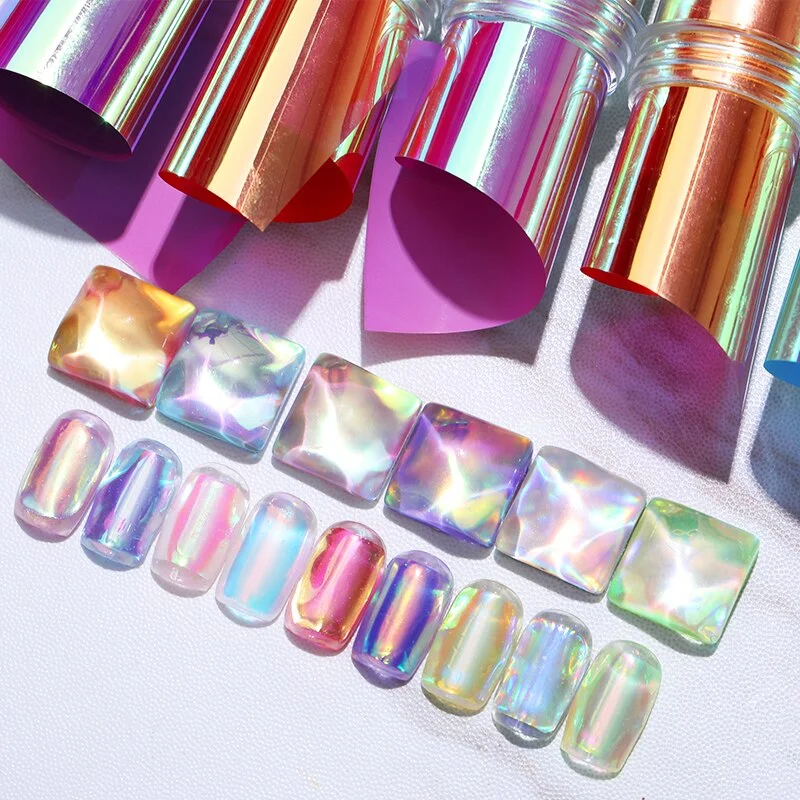 Japanese Nail Art Aurora Ice Cube Cellophane Colorful Transfer Glass Paper Tips Candy Paper Diy Sticker Decoration