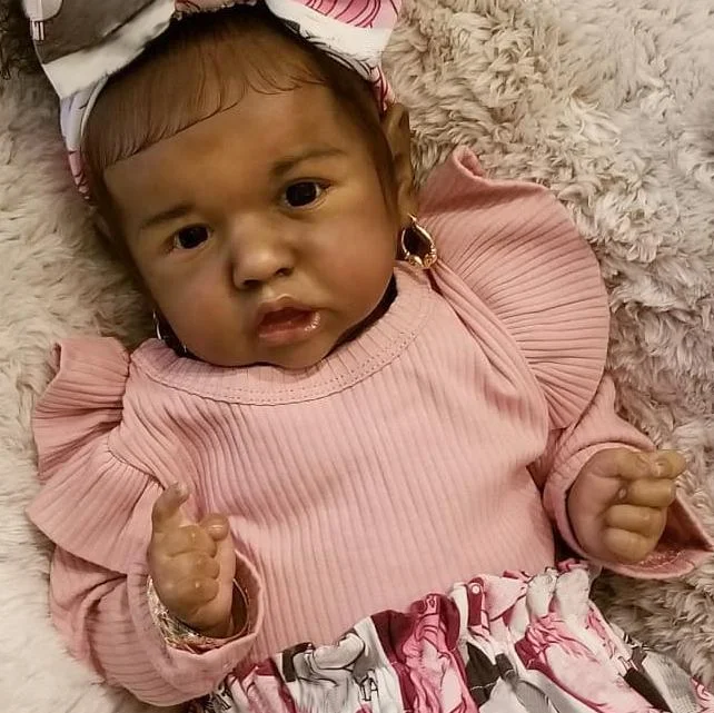 Dollreborns® African American 20'' Rosale Truly Lovely Super Realistic Cute Black Reborn Baby Doll Girl Toy With Heartbeat💖 & Sound🔊