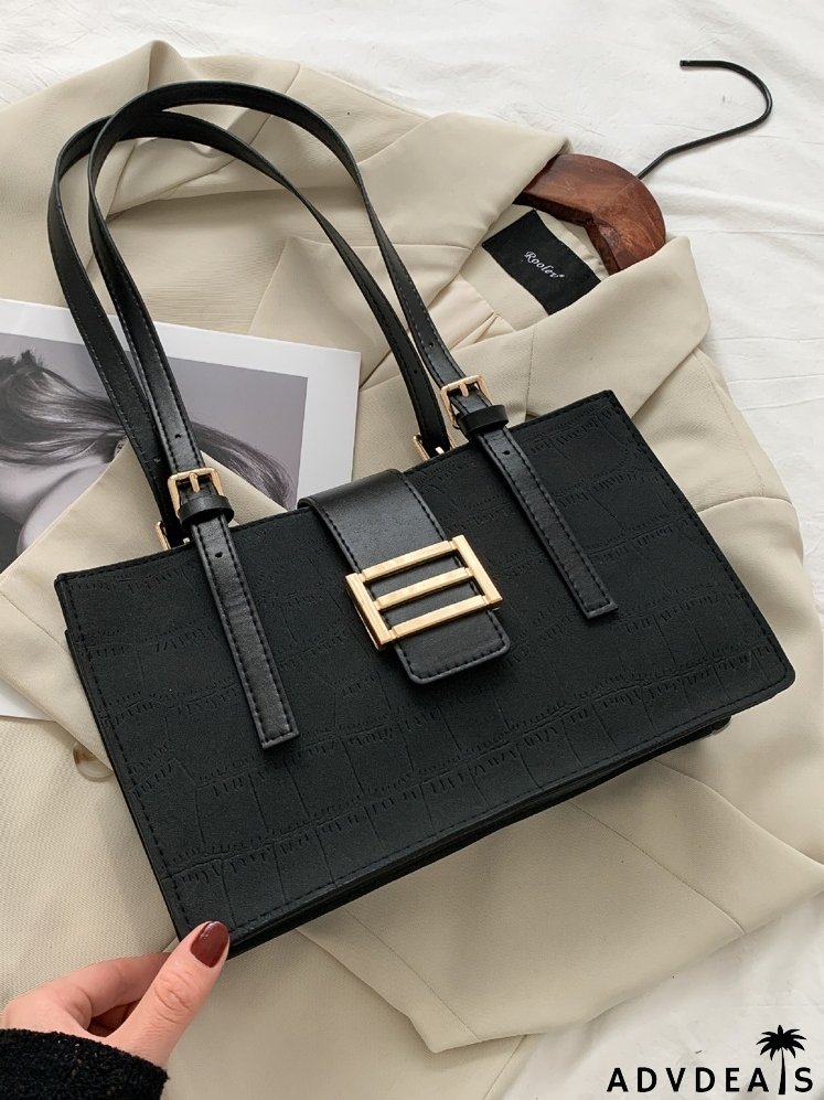 Crocodile Embossed Square Bag