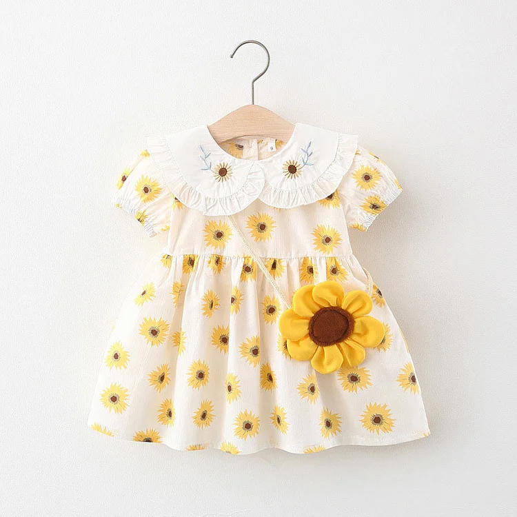 Baby Toddler Sunflower Lapel Collar Dress