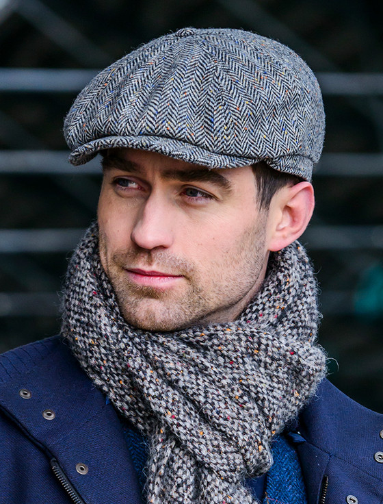 8 PANEL DRIVING CAP - GREY HERRINGBONE