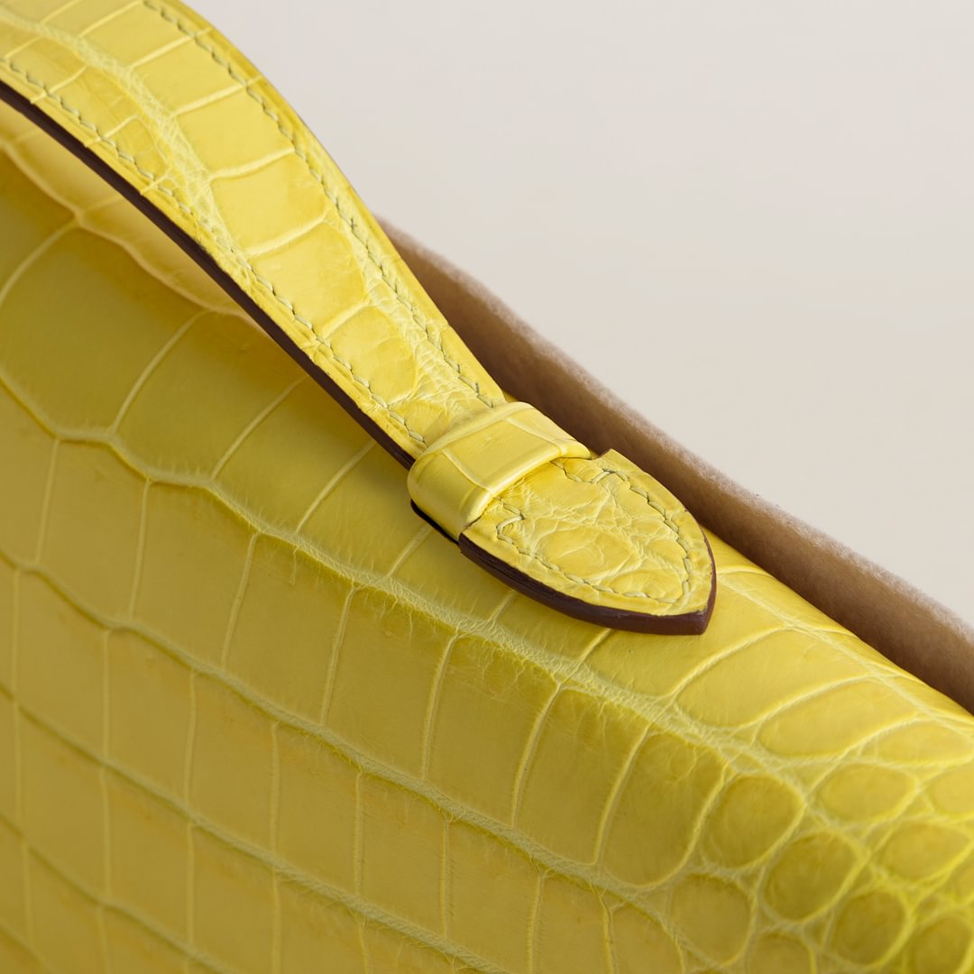 Kelly cut Matte Porosus Crocodile 9R Lime PHW