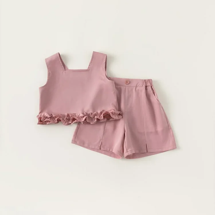 Toddler Girl Lace Trim Camisole and Shorts Set