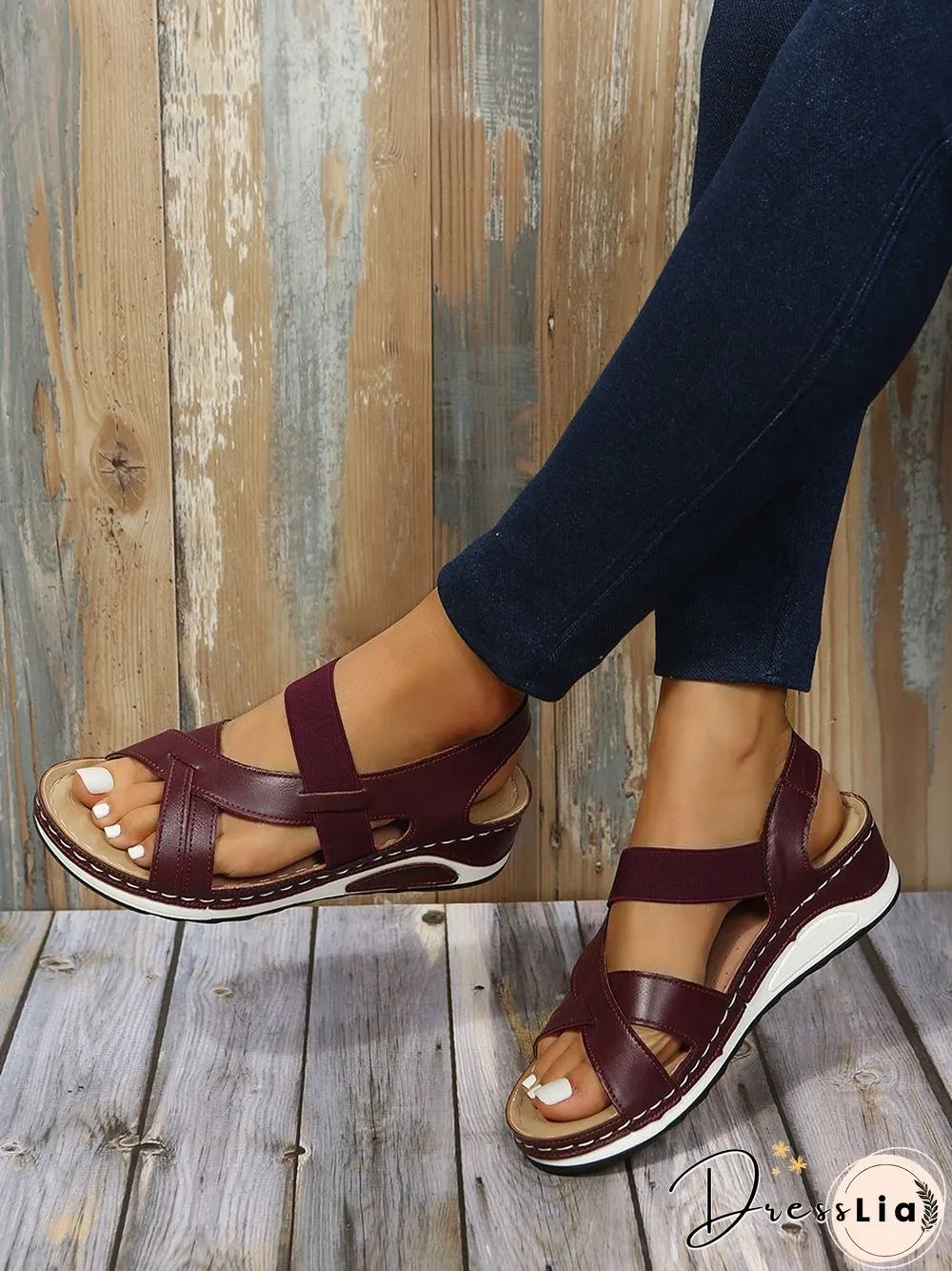 Casual Elastic Low Heel Sandals
