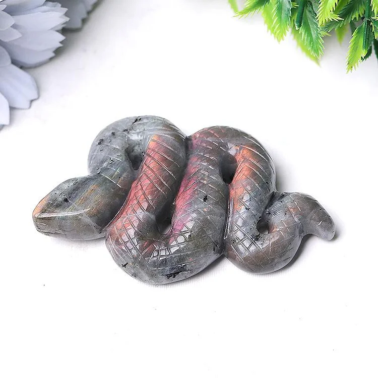 3.5" Labradorite Snake Crystal Carvings Animal Bulk
