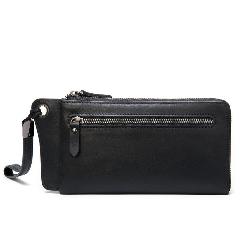 Men's  Zipper Design Simple Style Leather Wallet