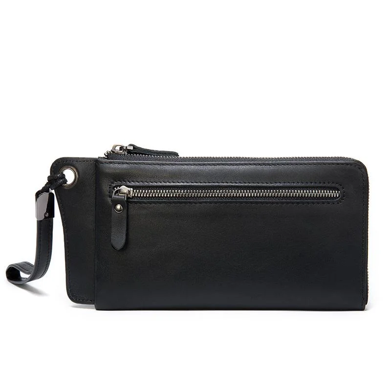 Men's  Zipper Design Simple Style Leather Wallet