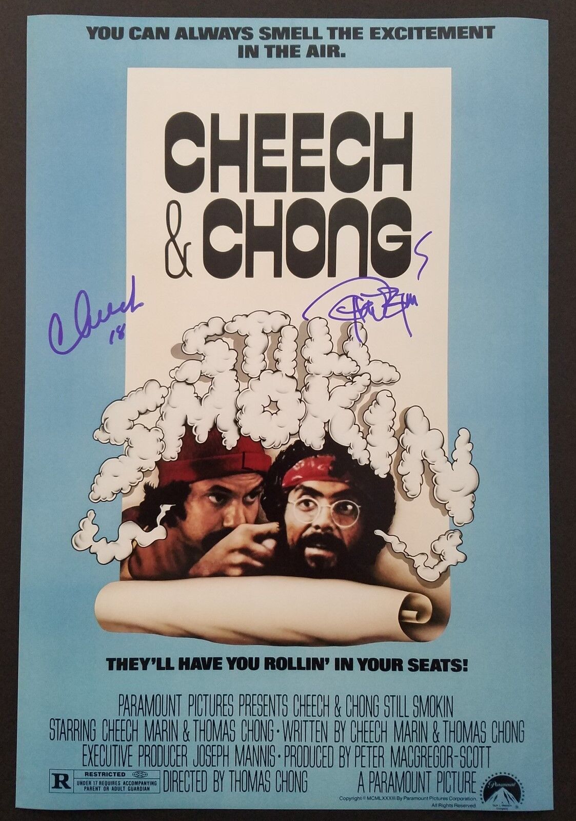 Cheech & Chong Signed Still Smokin 12x18 Movie Poster Marin Tommy LEGENDS RAD