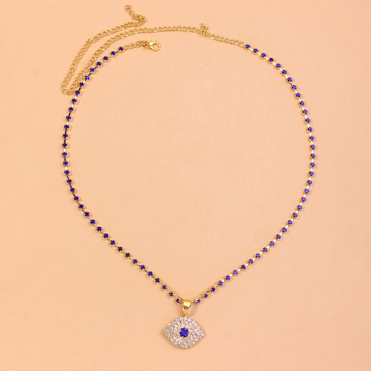 Crystal Blue Evil Eye Pendant Necklace for Women