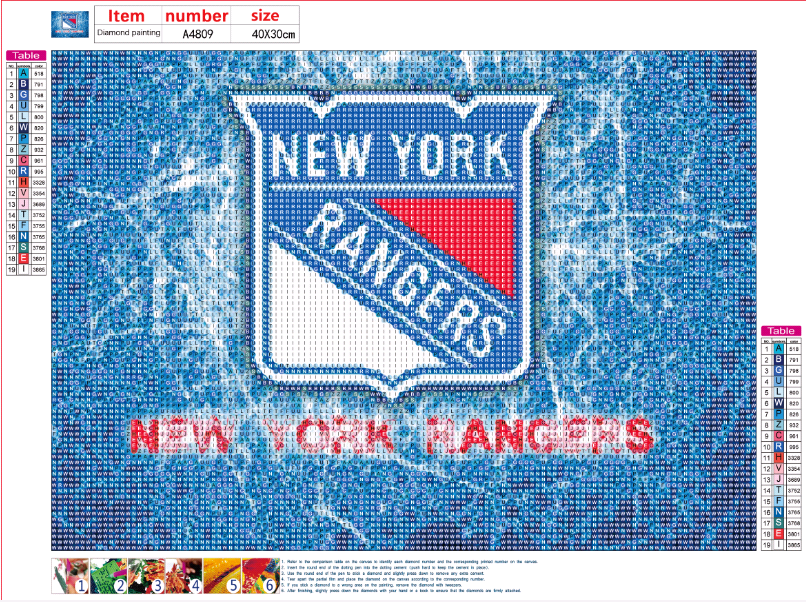 

Hockey New York Rangers - Round Drill Diamond Painting - 40*30CM, 501 Original