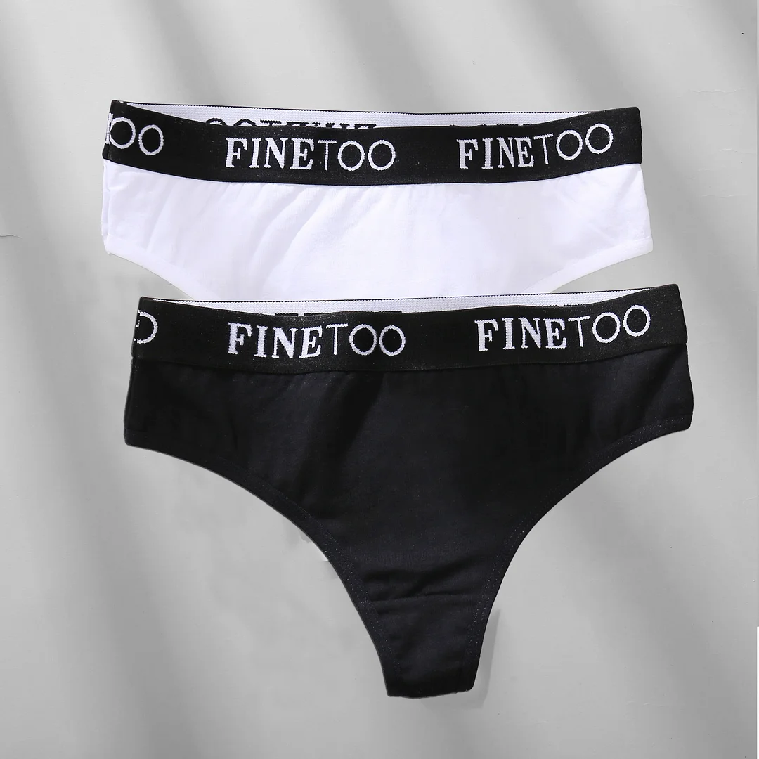 FINETOO 2/3PCS Cotton Sexy Underwear G-string Women M-XL Panties Fashion Letter Waist Femme 2021 Underpant For Woman Thong Girls