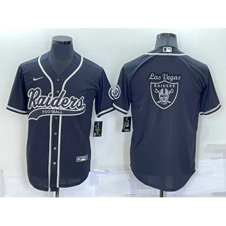 Men's Las Vegas Raiders Black Team Big Logo With Patch Cool Base Stitched Baseball Jersey RL0B