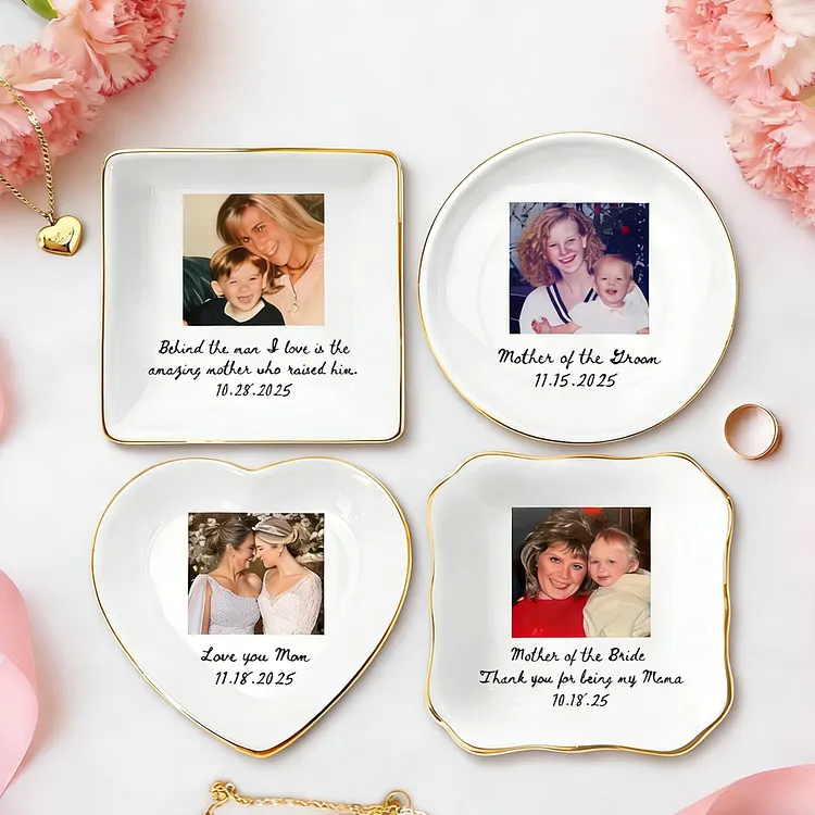 Personalized Mom Photo Jewelry Dish Motehr's Day Gift Custom Ceramic Trinket Tray with Picture Gift For Grandma, Birthday Ring Dish Gift, Mom Gift from Daughter