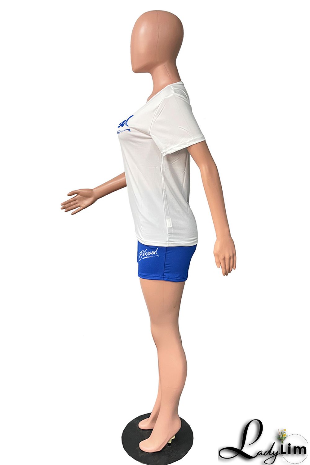 Pink Casual Letter Print Basic O Neck Short Sleeve Two Pieces