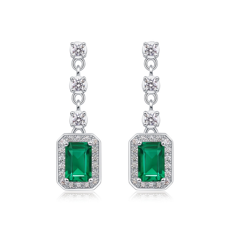 S 925 Sterling Silver 4*6mm Lab Created Emerald Jewelry Set For Women Birthstone Valentine Wedding Gifts 