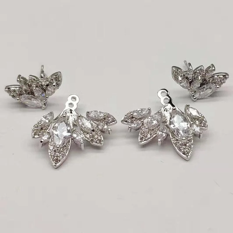Shiny zircon flower earrings-zachics