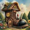 Goblin Shoe House-11CT Stamped Cross Stitch 45*45cm tapestrymarket