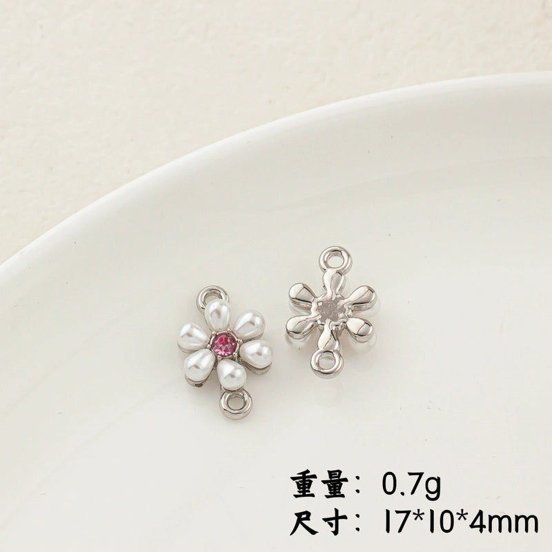 5 PCS/Package 20 * 23mm Alloy Artificial Pearls Rhinestones Flower Butterfly Pendant Jewelry Accessories