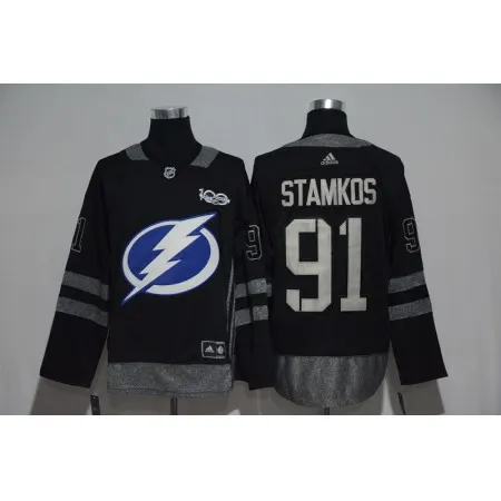 Tampa Bay Lightning #91 Steven Stamkos Black Men's 1917-2017 100th  Anniversary Stitched NHL Jersey