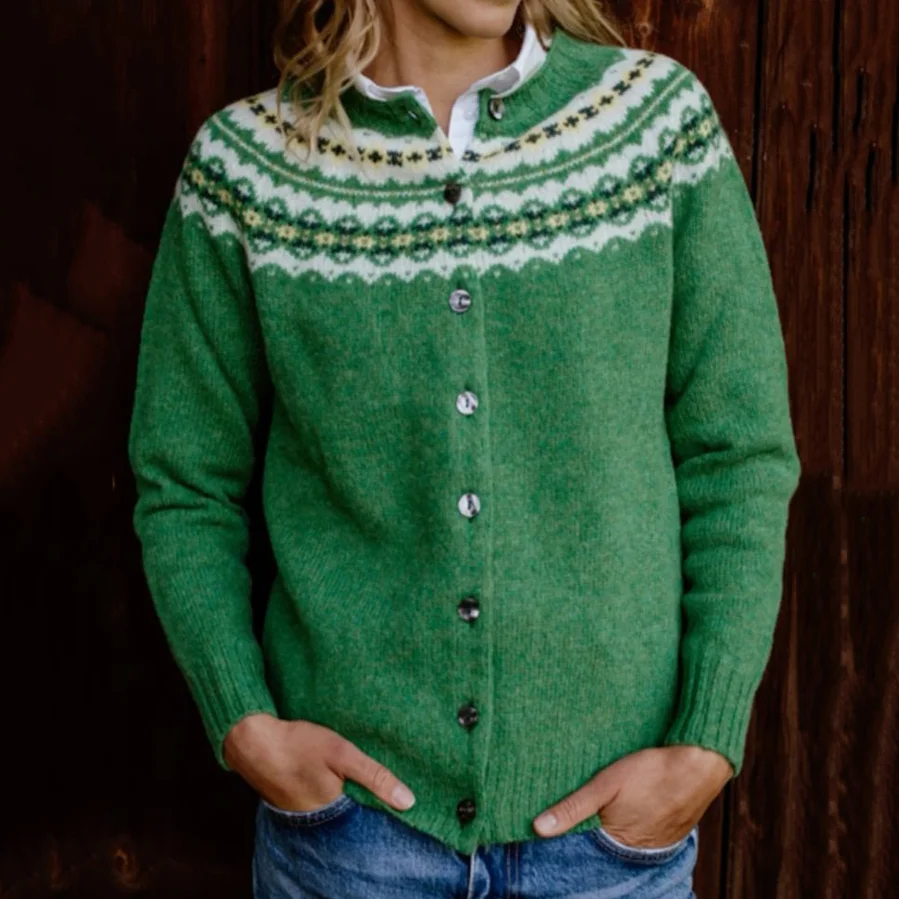 Fairman Island Pattern Sweater Cardigan