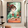 >SALE<Full Embroidery Eco-cotton Thread 11CT Printed Girl Cross Stitch Kit 50x75cm