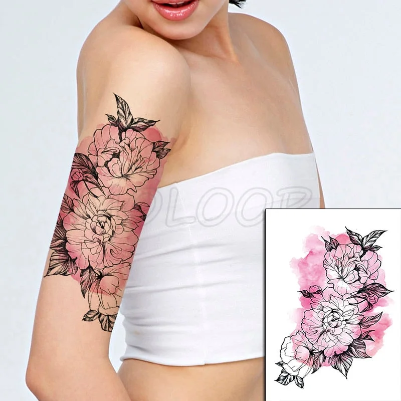 Temporary Tattoo Stickers Sexy Rose Heart-shaped Wreath Fake Tatto Waterproof Tatoo Back Leg Arm Belly Big Size for Women Girl