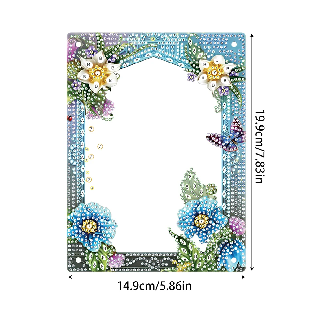 5D DIY Flower Blue Floral Special Shape Diamond Painting Photo Frame Home Decor