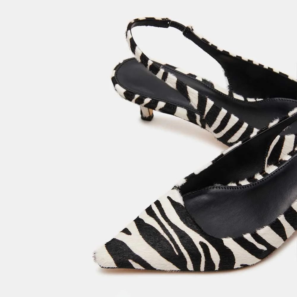 ZEBRA-PRINTED POINTED TOE PUMPS WITH ANKLE STRAP main image 1