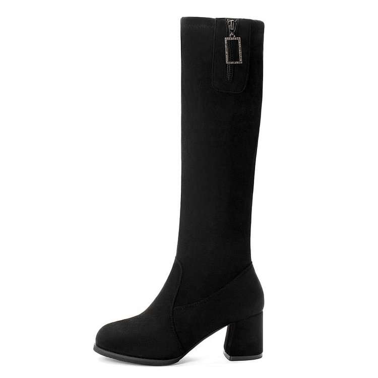 Luxury brand over-the-knee boots women's new winter shoes stretch flock boots metal zip high heels keep warm riding boots