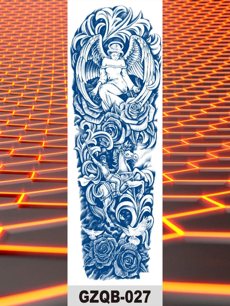 Temporary Flower Full Arm Waterproof Tattoo Stickers Banshee Warrior Crane Angel Lotus Juice Ink Men Women Girl Leg Fake Tatoo