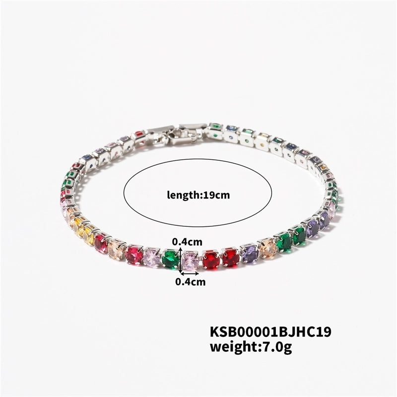 Hip-Hop Solid Color Copper Inlay Zircon K Gold Plated Rhodium Plated Unisex Tennis Bracelet