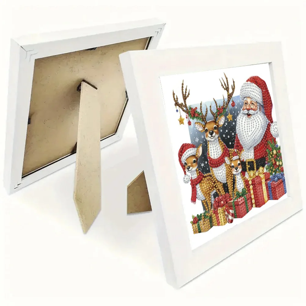 5D DIY Partial Special Shaped Drill Diamond Painting Xmas Santa Claus 22.8x22.8cm【With Frame】