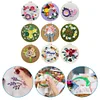 (Multi-Style) Flower-DIY Embroidery Kit with Pattern Cotton Threads Needles Hoop 30*30cm/11.81*11.81in