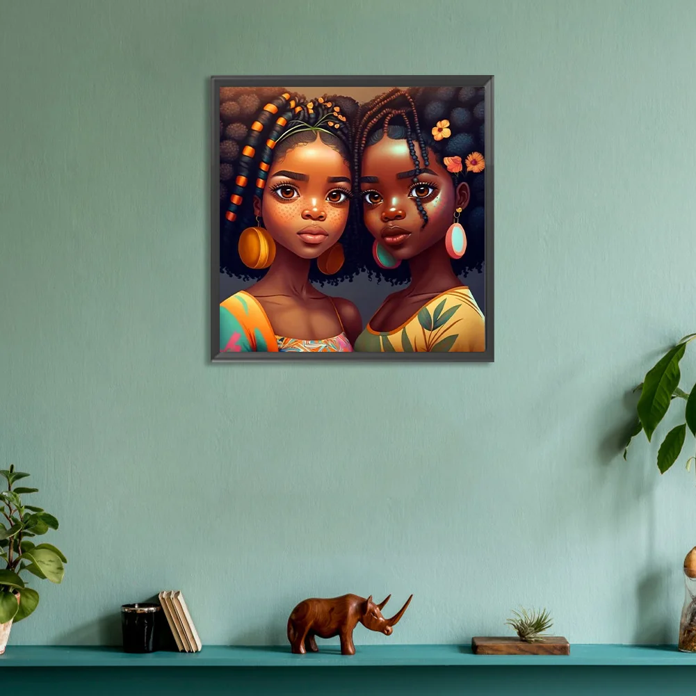 Diamond Painting - Full Round Drill - Black Girl(Canvas|30*30cm)