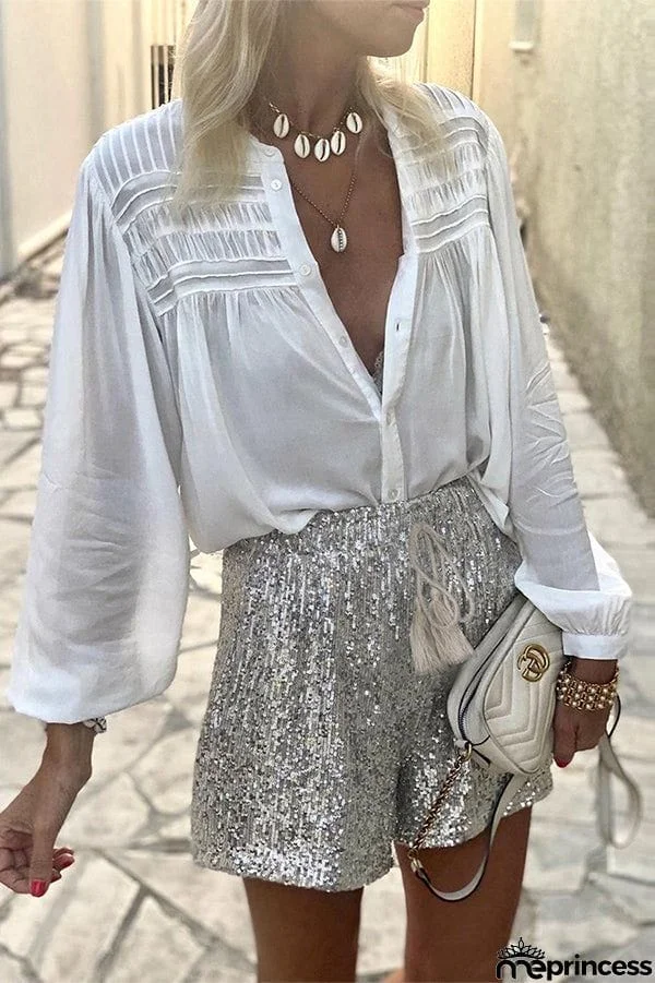 Sequin Drawstring Shorts