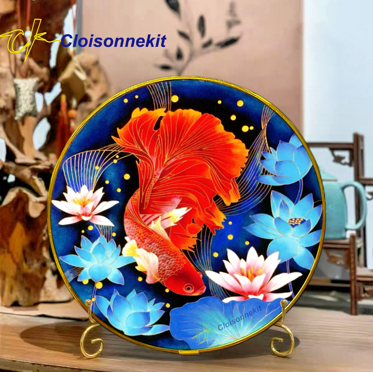 Goldfish Among Lotus -Cloisonne Painting Art Kits - Cloisonnekit