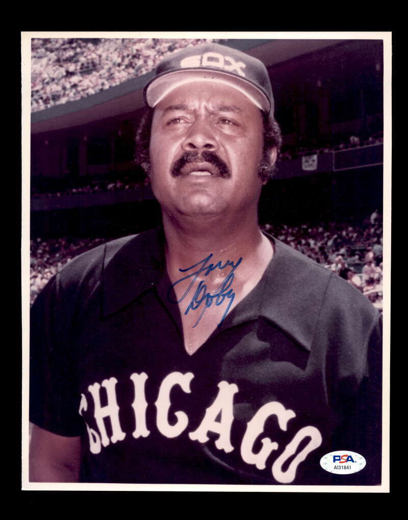 Larry Doby PSA DNA Coa Hand Signed 8x10 White Sox Photo Poster painting Autograph