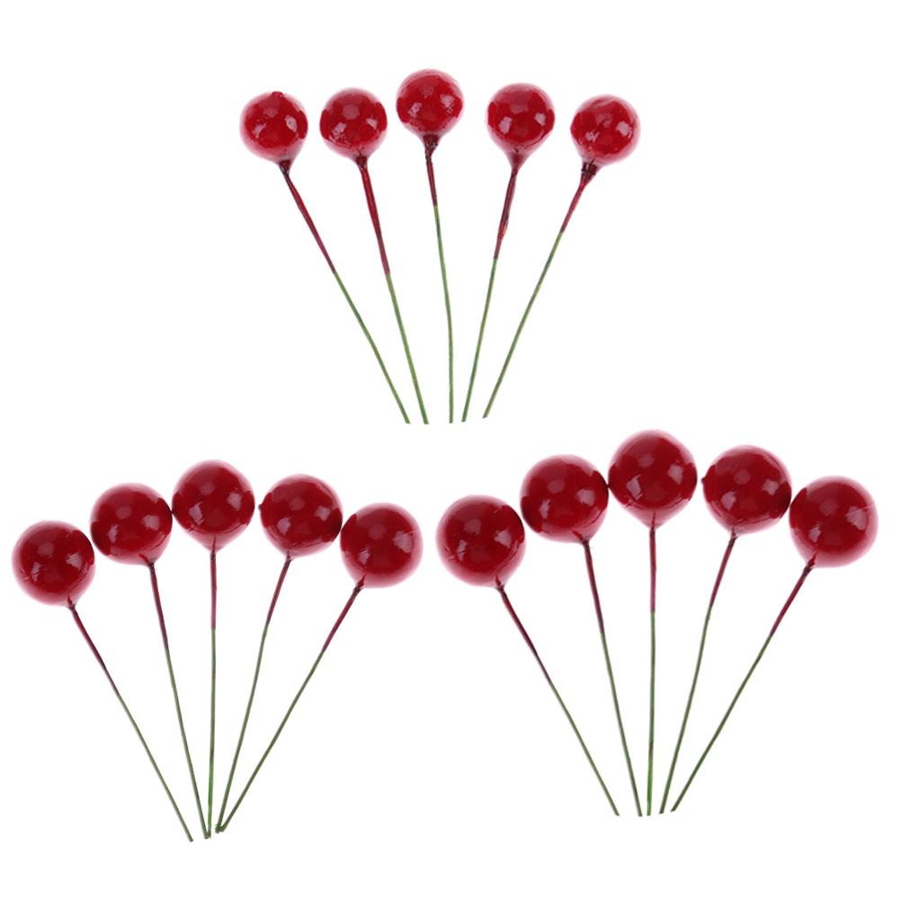 

50pcs/bag Christmas Plastic Stamens Artificial Flower Small Berries Cherry, 501 Original