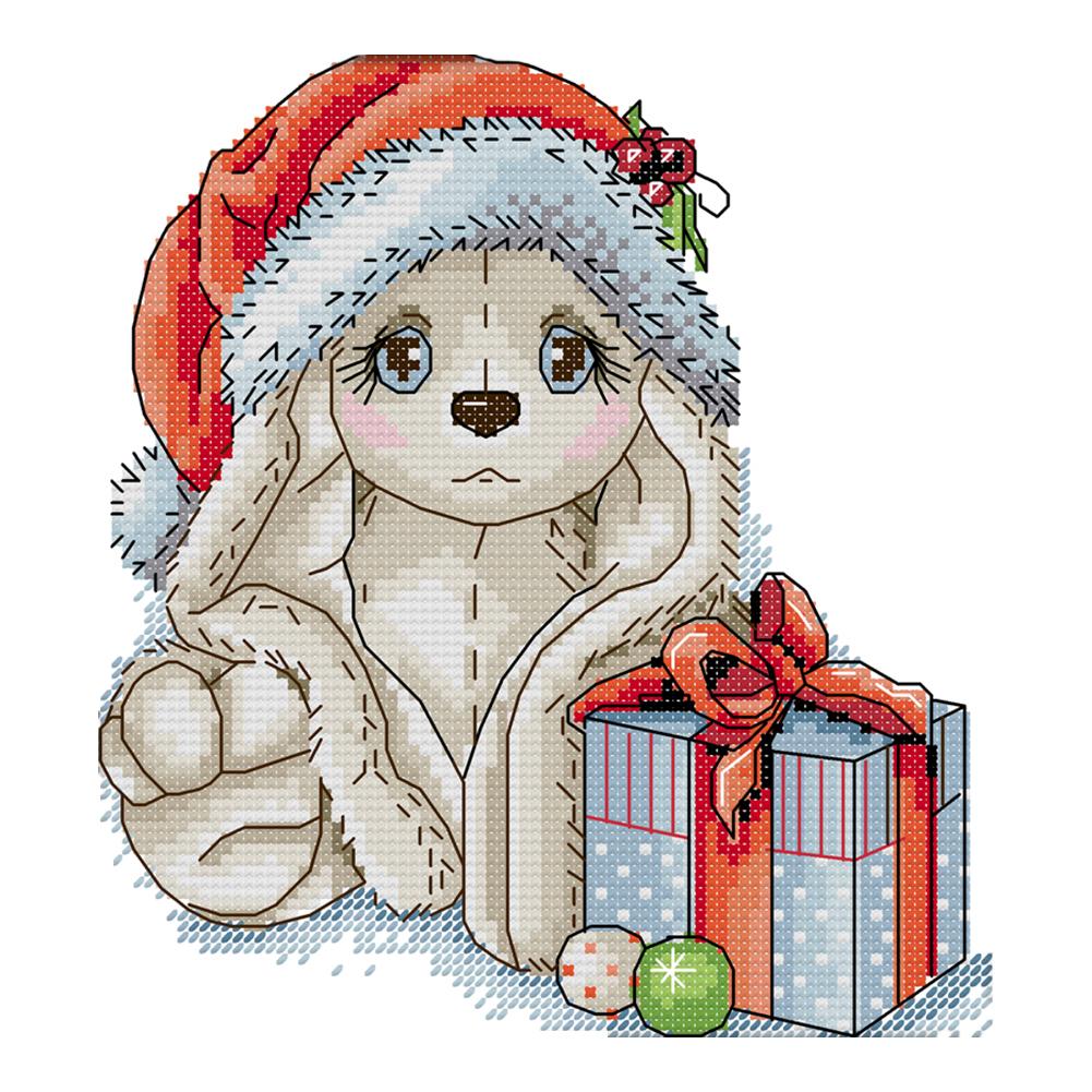 

Christmas Puppy - 14CT Stamped Cross Stitch - 20*21cm, 501 Original