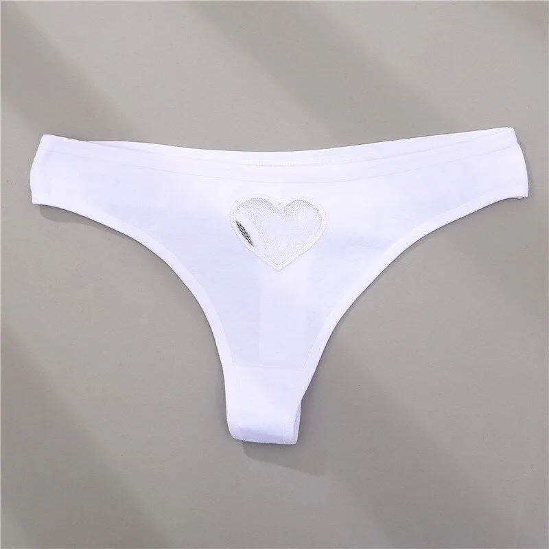 FINETOO S-XL Women Panties G-String Underwear Fashion Thong Lingerie Low Rise Female Panty Sexy Lace T-Back Woman Heart Pantys