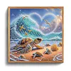 Heart Wave Turtle Family Special Shaped 5D DIY Partial Drill Diamond Painting Kits for Adults Beginners Home Decor Diamonds Dots Gem Art Kits 11.81 X11.81inch