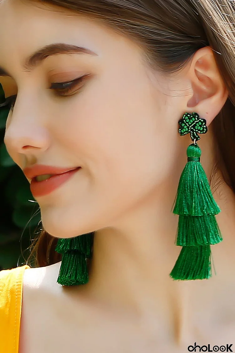 Shamrock Earrings with Tassel