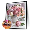 Fleurs Roses - Compl&egrave;te Rond Peinture au Diamant  40*30cm