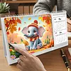 Elephant Diamond Art Monthly Flip Tabletop Calendar January 2027 - December 2028 Small Desktop Calendar Planner 24 Months for Living Room Bedroom Office Desk Gift Giving