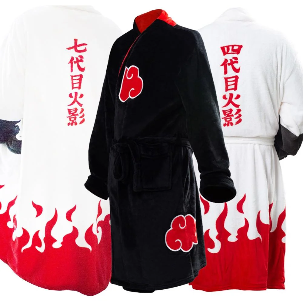 Naruto Akatsuki Robe Fleece Robe Adult Pajamas-elleschic